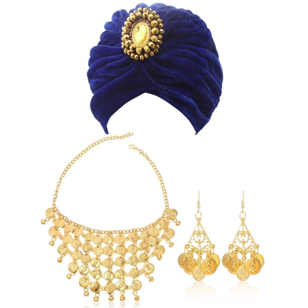 3 Pcs Fortune Teller Costume Accessoriess Twist Pleated Hair Wrap Necklace new